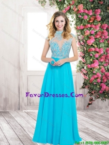 Popular Open Back High Neck Prom Dresses with Cap Sleeves