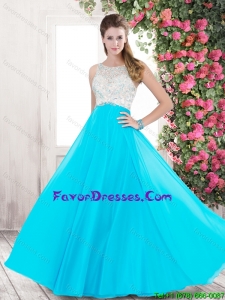 Spring Perfect Bateau Open Back Prom Dresses with Beading for 2016