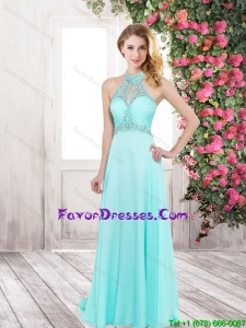 2016 New Style Beading Long Prom Dresses in Turquoise