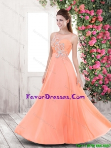 Pretty Beaded Brush Train Prom Dresses in Orange