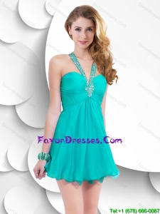 Cheap Criss Cross Short Prom Dresses in Turquoise