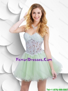 Classical A Line Laced Short Prom Gowns with Mini Length