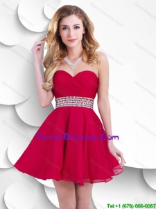 Fashionable Belt Sweetheart Prom Dresses in Wine Red