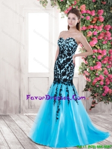 Gorgeous Mermaid Sweetheart Brush Train Prom Dresses with Appliques