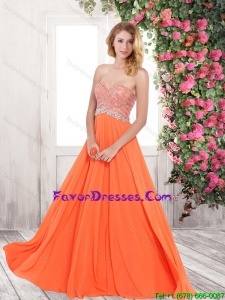 Perfect Orange Prom Dresses with Sequins and Beading