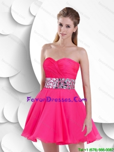 Popular Beaded Sweetheart Prom Gowns in Hot Pink