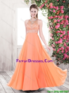 Beautiful Orange Brush Train New Arrivals Prom Dresses with Beading