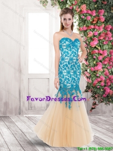 Hot Sale Mermaid Laced Prom Dresses in Multi Color