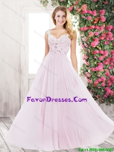 Perfect Beaded and Appliques Prom Dresses with Brush Train