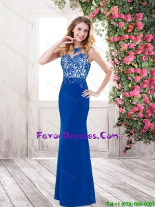 Popular Column Beaded Prom Dresses with Open Back