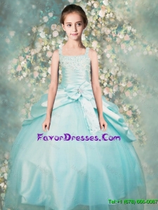 2015 Fall New Style Straps Beaded Mini Quinceanera Dresses in Aqua Blue