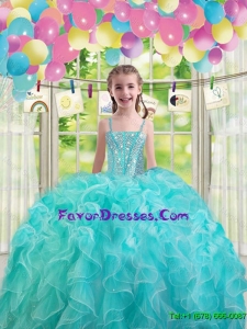 2016 Spring Perfect Aqua Blue Mini Quinceanera Dresses with Ruffles and Beading