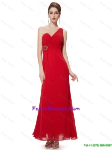 2016 Perfect Empire One Shoulder Red Prom Dresses with Beading