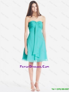 2015 Classical Ruched Short Prom Dresses in Turquoise