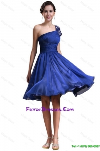 2016 New Style One Shoulder Short Prom Dresses in Royal Blue