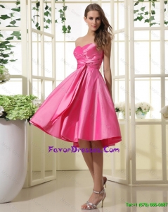 Exquisite Hot Pink Short Prom Dresses with Ruching