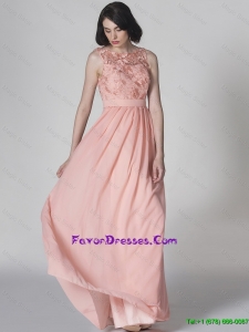 New Style Scoop Pink Prom Dresses in Lace