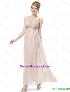 Cheap Straps Ankle Length Prom Dresses in Champagne
