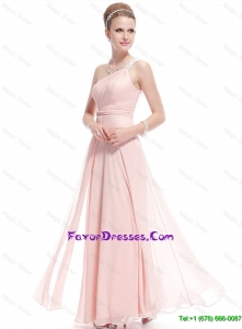 Fashionable Beaded Side Zipper Prom Dresses in Baby Pink