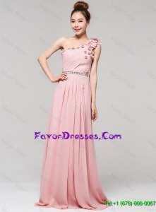 New Style One Shoulder Appliques Prom Dresses with Brush Train