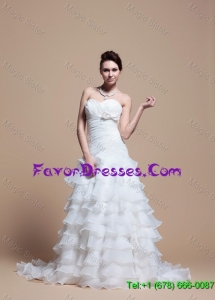 Pretty 2016 Custom Made A Line Strapless Wedding Dresses with Ruffled Layer