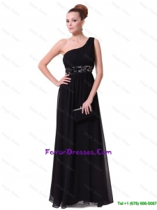 Pretty One Shoulder Sequined Prom Dresses in Black for 2016
