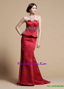 2016 New Style Mermaid Strapless Prom Dresses with Brush Train