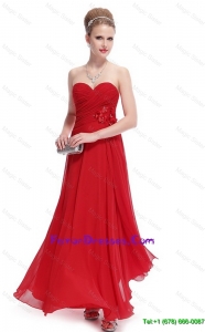 Gorgeous Sweetheart Ruched Red Perfect Prom Dresses with Appliques