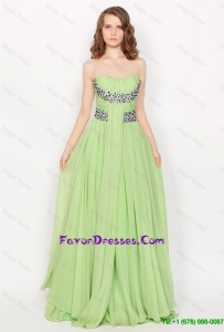 Hot Sale Strapless Brush Train Prom Dresses in Apple Green