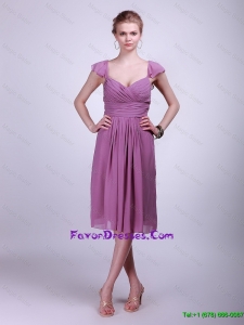 2016 Fashionable Short Purple Prom Dresses with Ruching