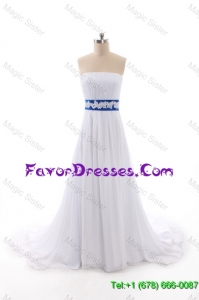 Cheap Perfect Empire Strapless Wedding Dresses with Belt and Bowknot