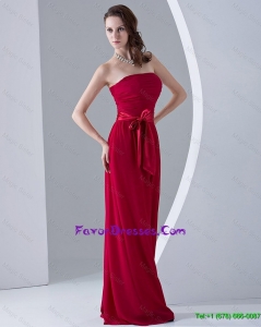 Discount Sashes Red Long Prom Dresses with Sweep Train