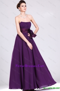 Fashionable Strapless Prom Dresses with Ruching and Bowknot