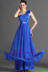 Luxurious Beading and Hand Made Flowers Prom Dresses in Blues