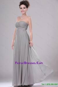 Most Popular Chiffon Grey Prom Dresses with Ruching for 2016