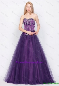 Popular A Line Sweetheart Lace Up Perfect Prom Gowns in Purple