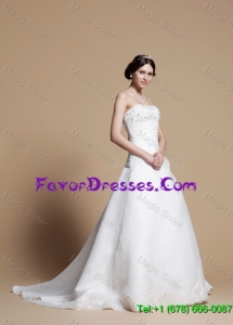 Pretty 2015 A Line Wedding Dresses with Beading and Appliques