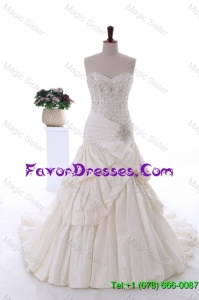 Pretty Beautiful Beading Wedding Gowns with Court Train