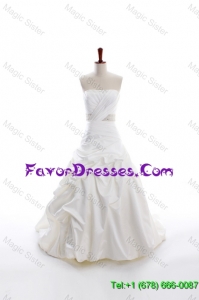 Pretty Custom Made A Line Strapless Wedding Dresses with Beading