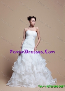 Pretty Elegant A Line Strapless Wedding Dresses with Ruffles