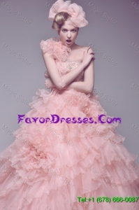 Pretty Exclusive Beading and Ruffles Wedding Dresses with Brush Train