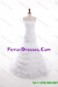 2015 Romantic Mermaid Strapless Wedding Dresses with Ruffled Layers