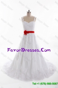 Pretty Classical A Line Straps Wedding Dresses with Belt and Appliques