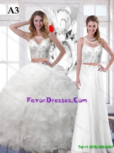 Beautiful Detachable New Style White Scoop Wedding Dresses with Sequins and Ruffles for 2016