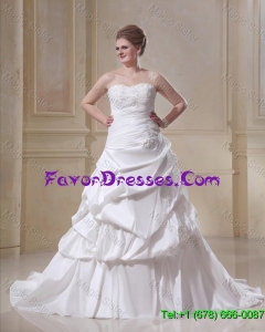 Beautiful Plus Size A Line Strapless Appliques Wedding Dresses