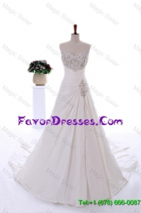 Beautiful Romantic Embroidery and Beading Wedding Dresses with Court Train