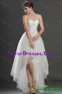Cheap Fashionable Beading and Appliques High Low Wedding Dresses in Tulle