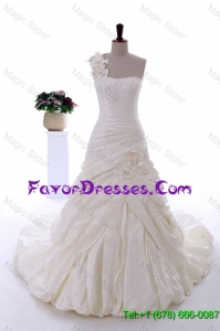 Beautiful Exquisite Hand Made Flowers Wedding Dresses with Brush Train