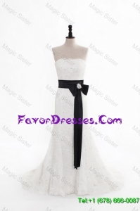 Beautiful Perfect Column Strapless Wedding Dresses with Beading and Belt