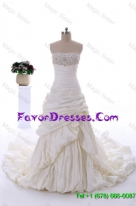 Cheap Classical Court Train Wedding Dress with Beading